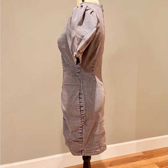 VENUS Denim Blue Puff Sleeve Mini Dress - Picture 2 of 4